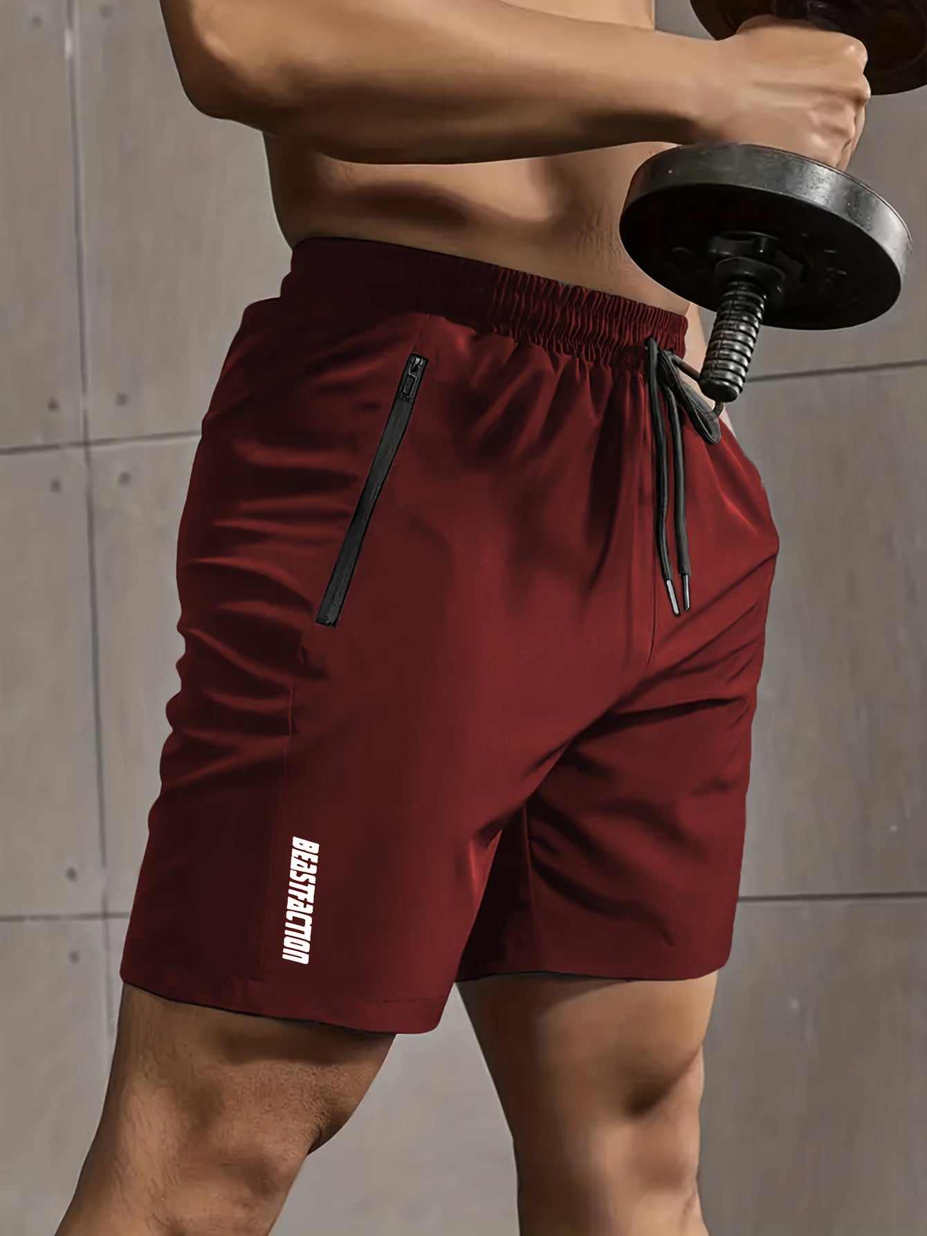 Short de sport pour homme style fitness avec poches zippées - Idéal entraînement et gym