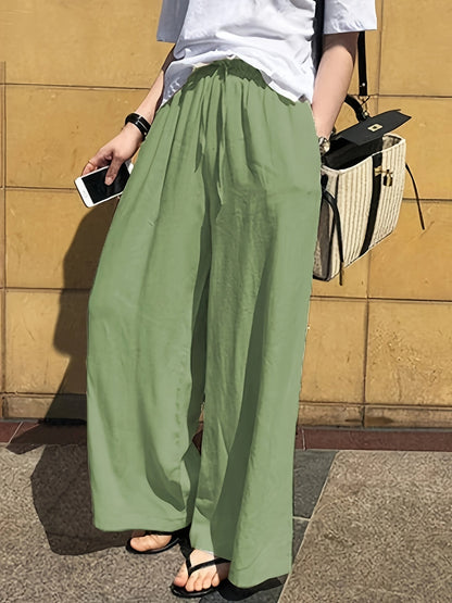 Pantalon large femme style décontracté chic avec taille à cordon – Idéal pour le printemps et l'été