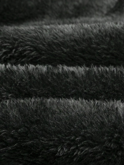 Ensemble Homme Doux Noir à Capuche et Pantalon Motif Géométrique Relief