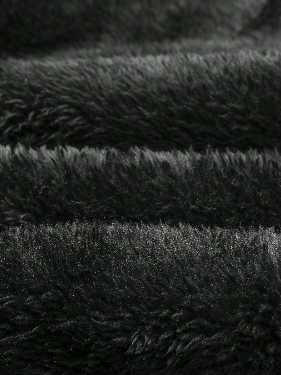 Ensemble Homme Doux Noir à Capuche et Pantalon Motif Géométrique Relief
