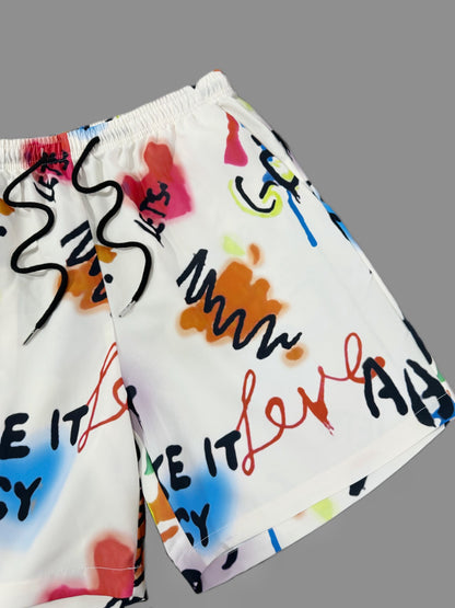 Short décontracté imprimé graffiti pour homme style streetwear tendance