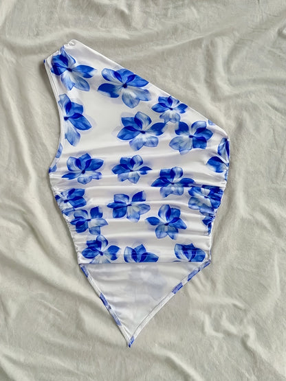 Body une épaule motif floral style élégant pour femme – Idéal printemps/été