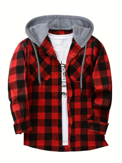 Chemise à carreaux homme à capuche amovible motif bûcheron