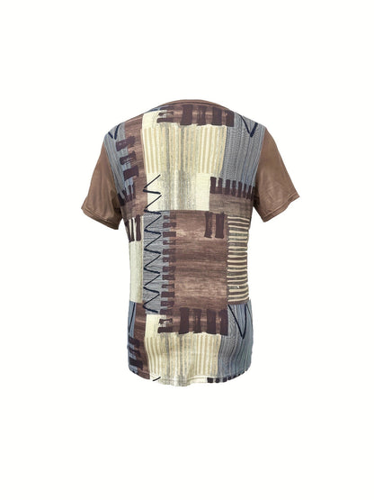 T-shirt décontracté à motif géométrique lacé pour femme, style estival urbain