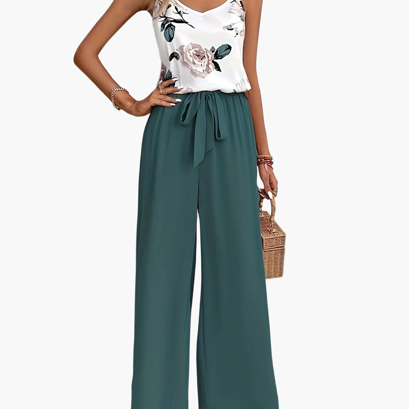 Combinaison élégante femme à imprimé floral style décontracté été