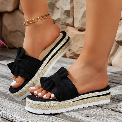 Sandales à plateforme nœud style espadrille femme confort été décontracté