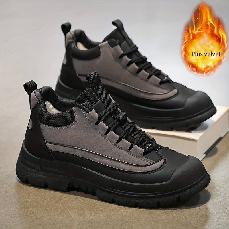 Baskets montantes style décontracté pour homme, bicolores, avec semelle épaisse