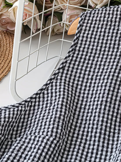 Ärmelloses lässiges Damenkleid mit Vichy-Karos, retro-chic und alltagstauglich
