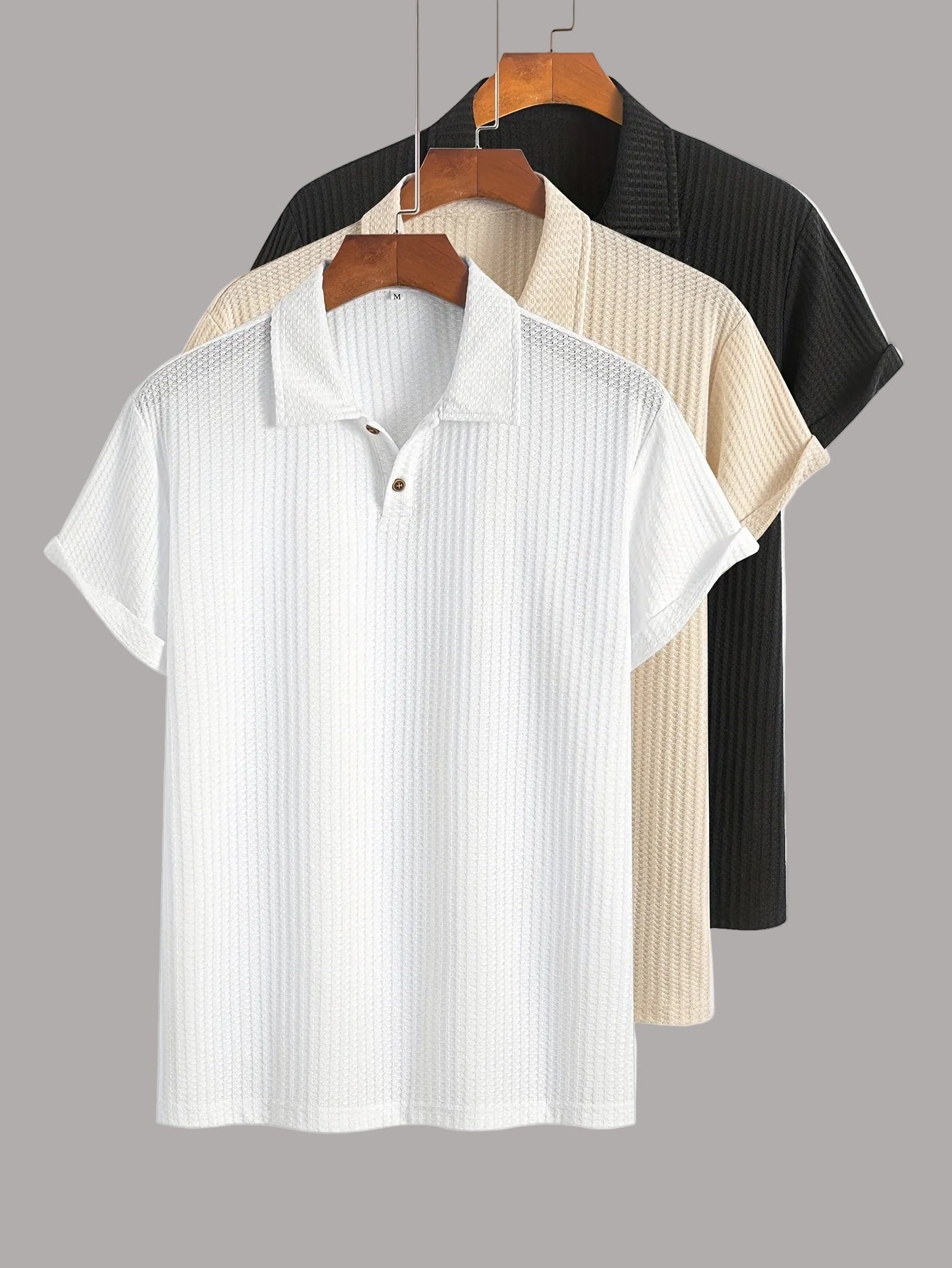 Lot de polos homme manches courtes style casual chic à col classique – pack de 3 polos texturés pour usage quotidien