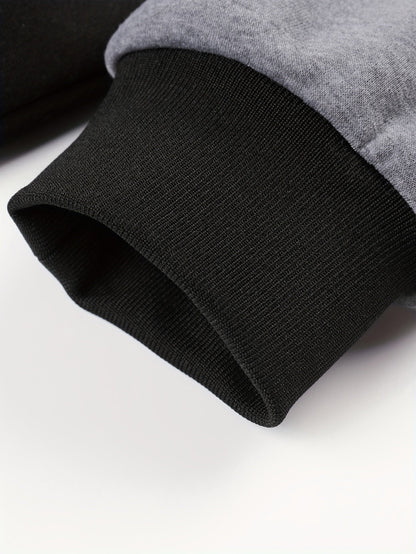 Veste sweat à capuche homme bicolore noir et gris imprimé