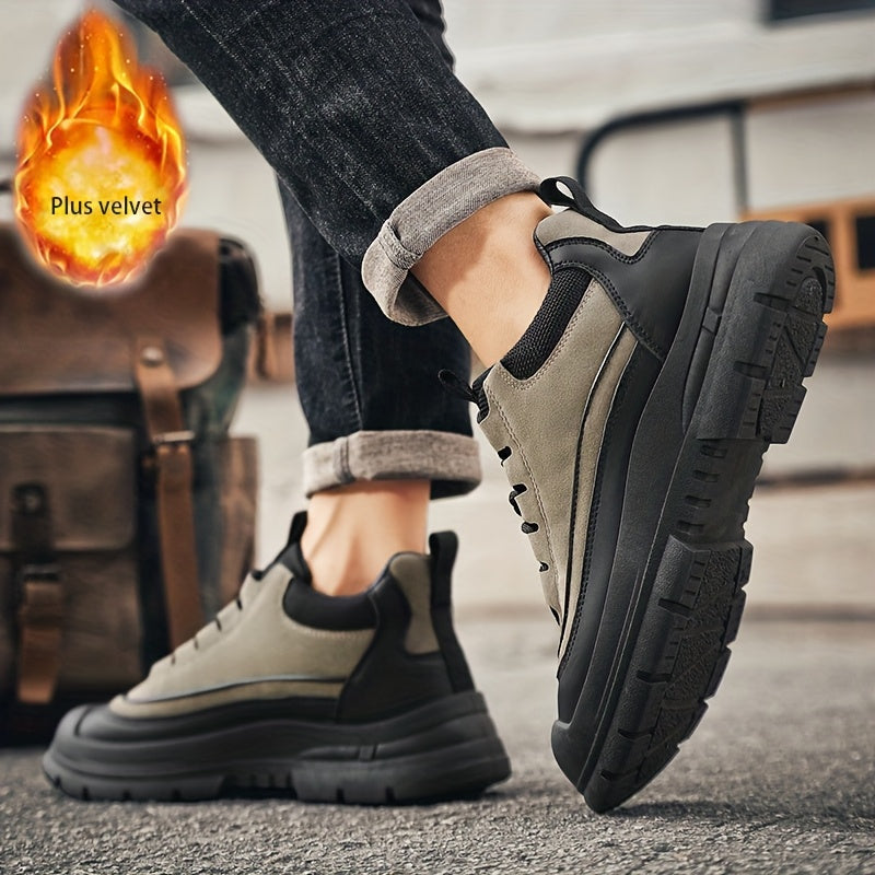 Baskets montantes style décontracté pour homme, bicolores, avec semelle épaisse