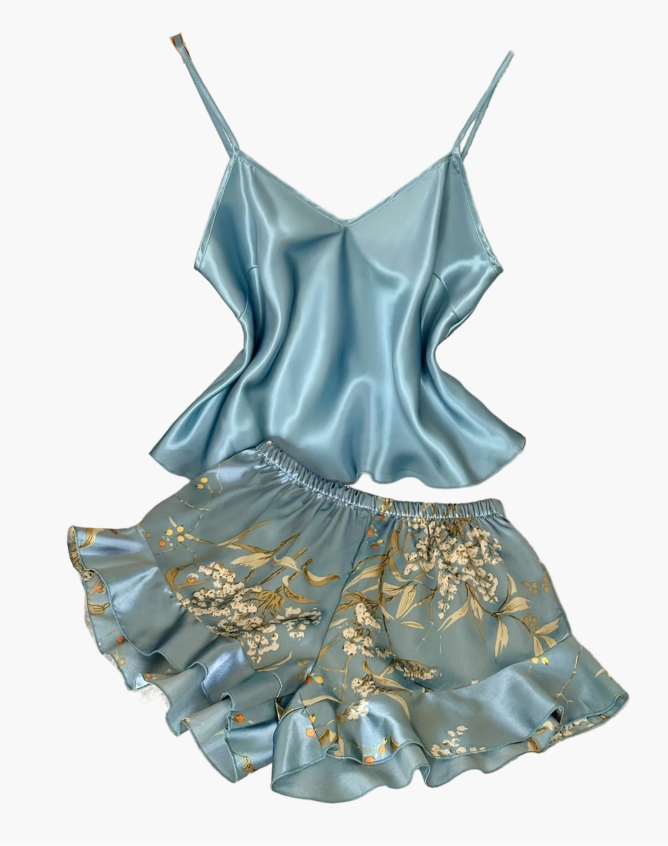 Pyjama Femme Style Élégant Décontracté à Bretelles Imprimé Fleuri – Ensemble Haut et Short d'Été