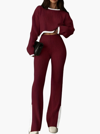 Conjunto de dos piezas para mujer estilo elegante para otoño/invierno – conjunto casual a la moda
