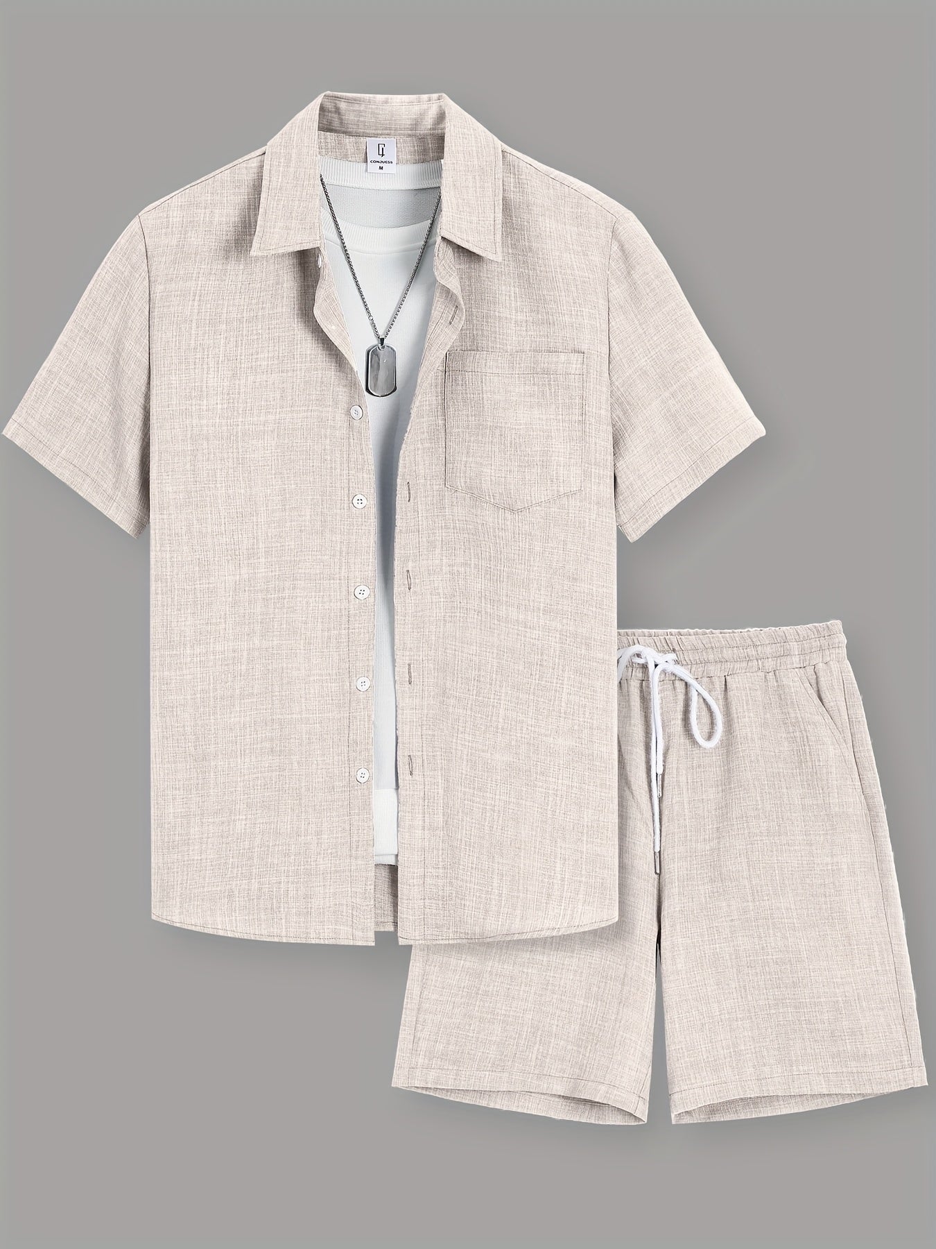 Ensemble décontracté pour homme – chemise à manches courtes et short, style urbain estival