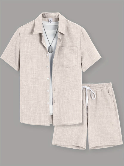 Ensemble décontracté pour homme – chemise à manches courtes et short, style urbain estival