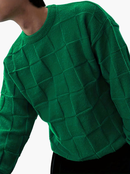 Męski sweter streetwear w kratę, miejski styl casual