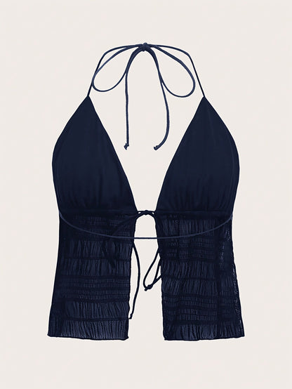 Top camisola mujer estilo halter chic para noche y playa