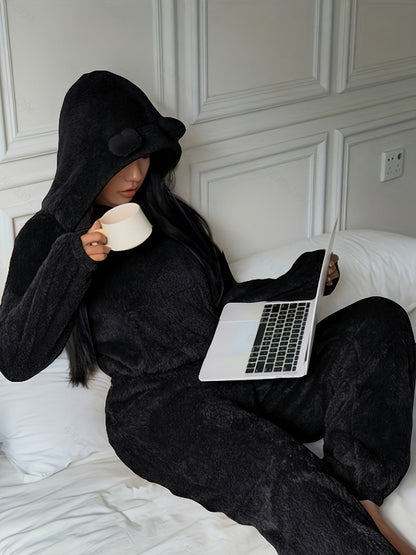 Ensemble d'intérieur Femme Doux à Capuche et Pantalon Large avec Oreilles