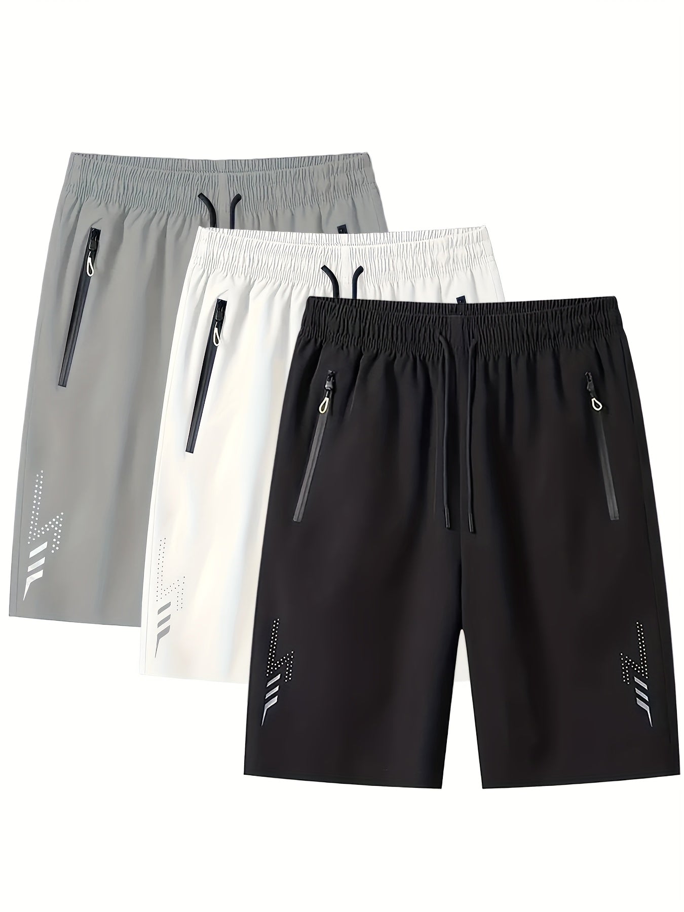 Short de sport décontracté pour homme avec poches zippées et motif géométrique