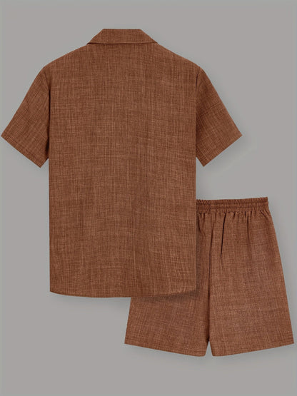 Ensemble décontracté pour homme – chemise à manches courtes et short, style urbain estival