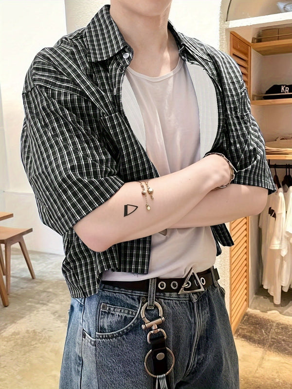 Chemise à manches courtes décontractée pour homme style urbain tendance