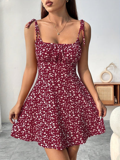 Robe d'été féminine style chic à bretelles et imprimé fleuri - Idéale pour sorties et vacances
