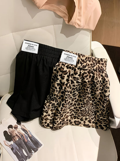 Shorts décontractés femme style léopard et uni parfaits pour l'été