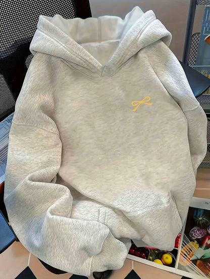 Women's Bow Embroidered Oversized Pullover Hoodie