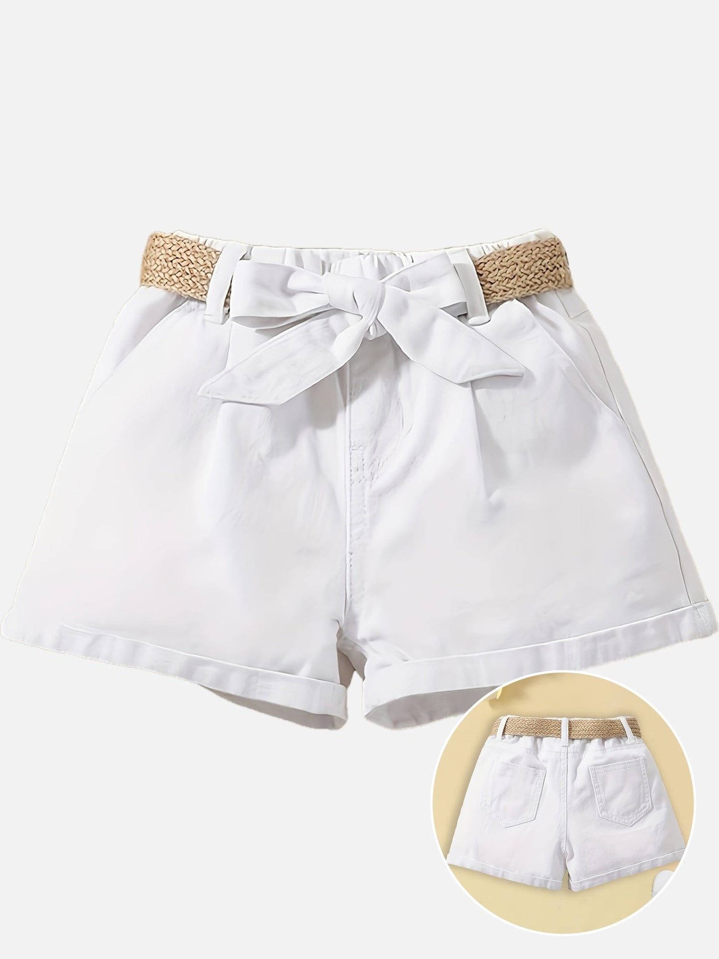 Short taille haute femme style paperbag avec ceinture et nœud élégant pour l'été