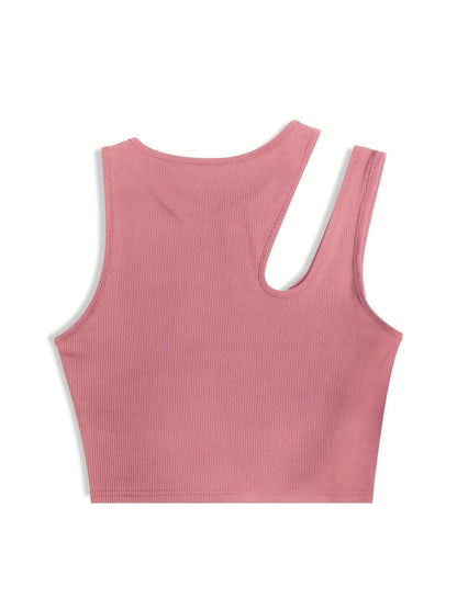 Camiseta sin mangas para mujer estilo asimétrico de moda para el verano - corte corto, look sexy y moderno