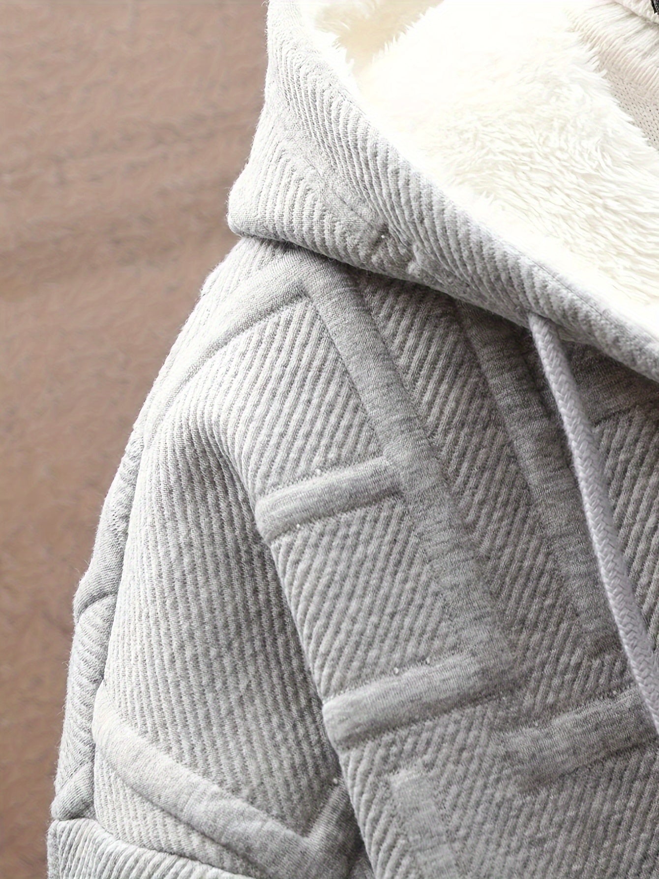 Veste à capuche doublée polaire Homme Noir motif texturé zippée