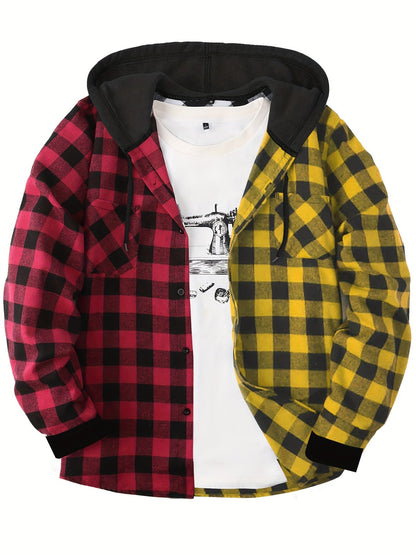Chemise à carreaux homme à capuche amovible motif bûcheron