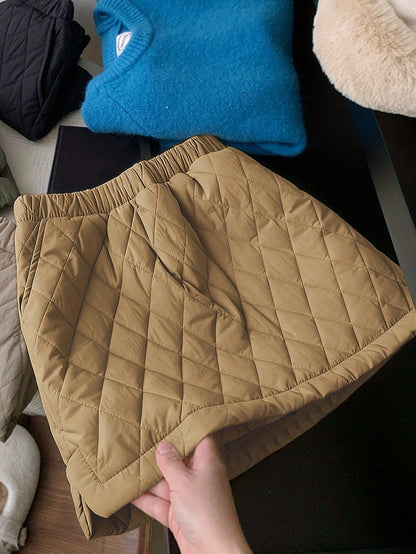 Jupe courte matelassée coupe trapèze taille élastique pour femme