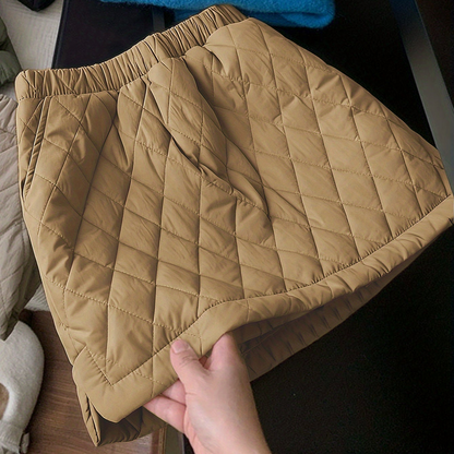 Jupe courte matelassée coupe trapèze taille élastique pour femme
