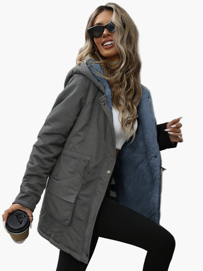 Damska parka z kapturem w stylu casual na zimę