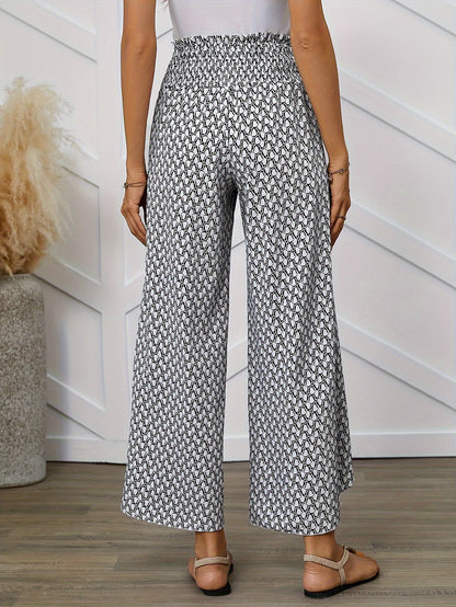 Weite Damenhose im eleganten Stil mit geometrischem Muster für Frühling/Sommer