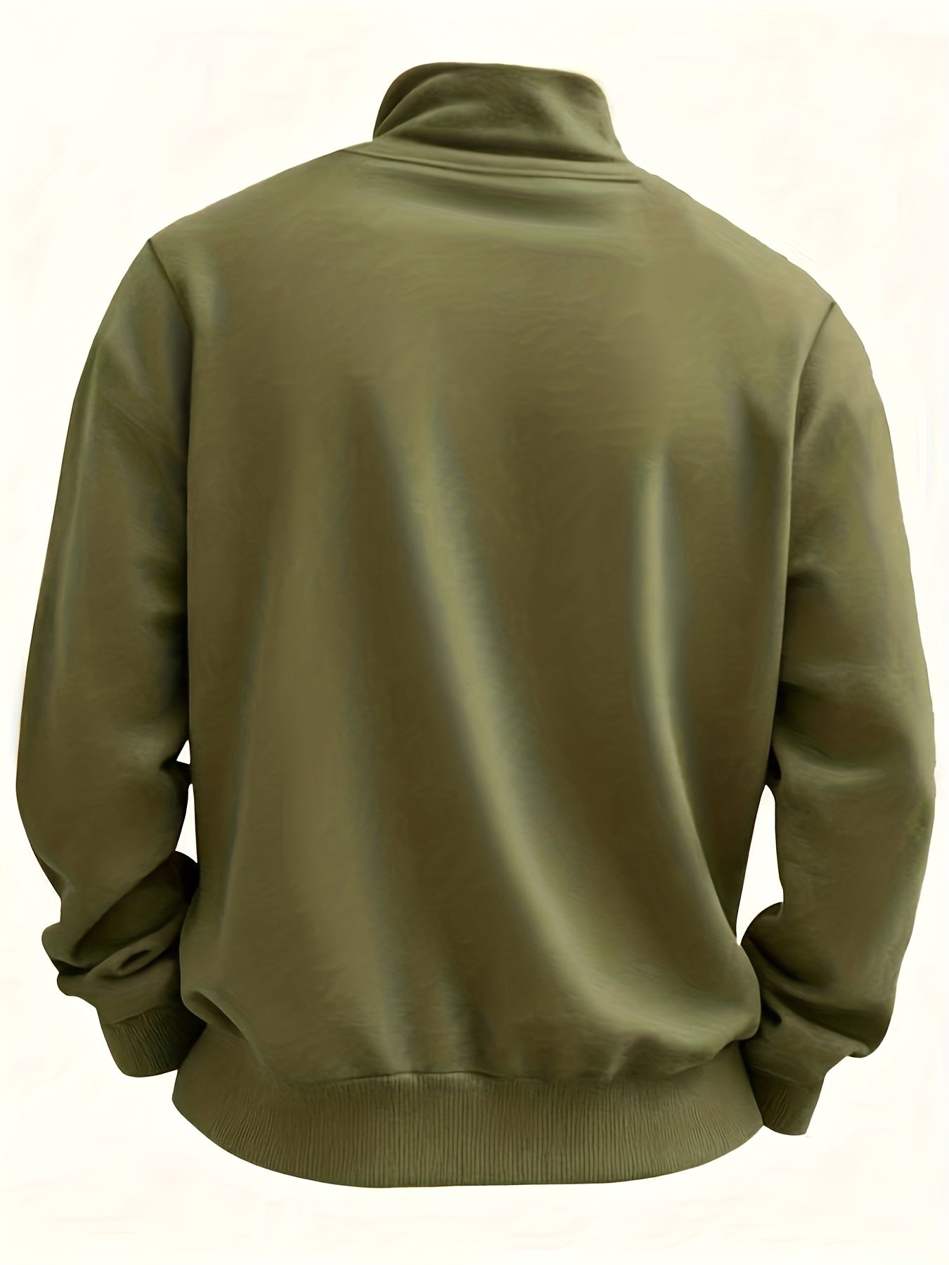 Sweat-shirt Homme Col Montant Zippé avec Poche Poitrine Couleur Unie
