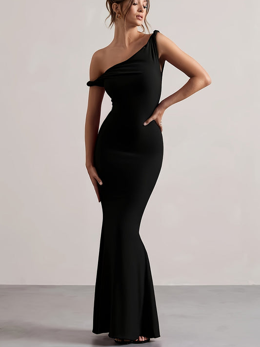 Vestido largo de noche para mujer elegante estilo sirena con hombros descubiertos