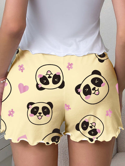 Short de pyjama décontracté pour femme avec motif panda kawaii, idéal pour la nuit et la détente