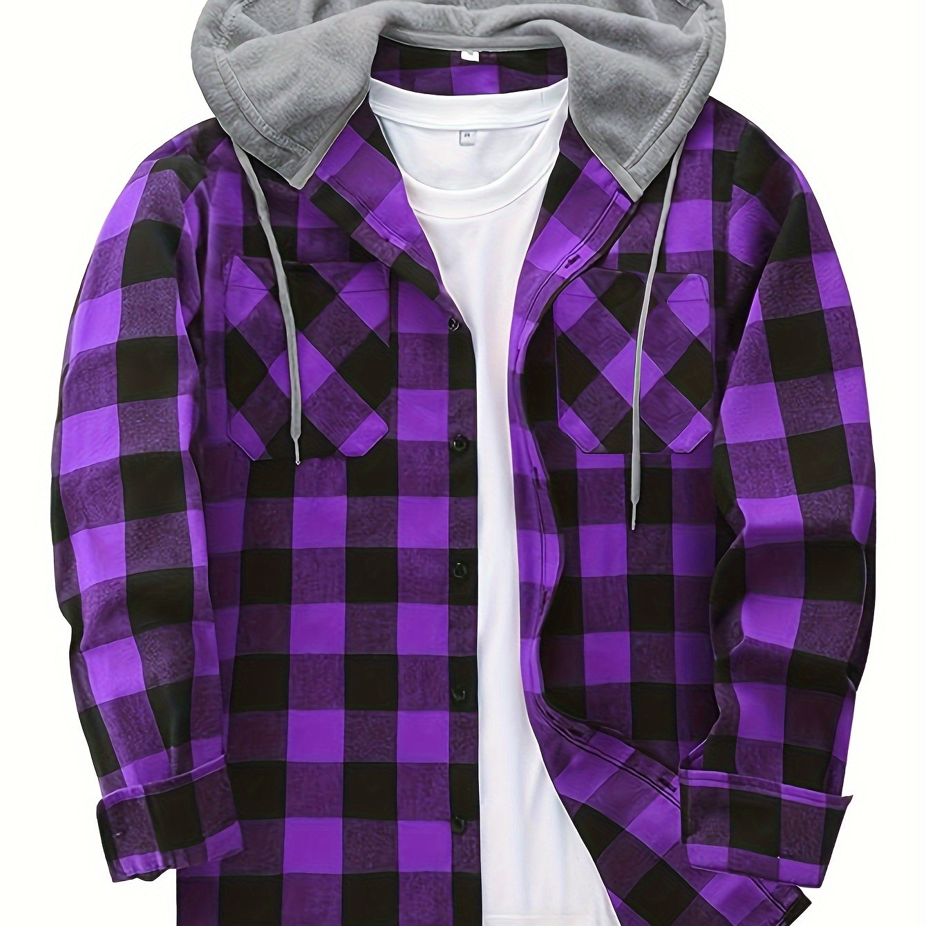 Chemise à carreaux homme à capuche amovible motif bûcheron