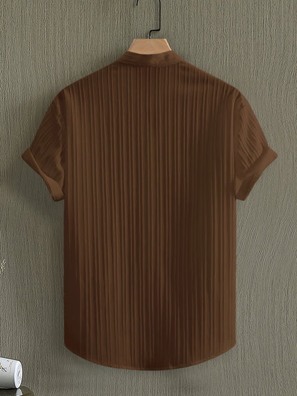 Camicia casual con colletto alla coreana da uomo stile moderno e estivo