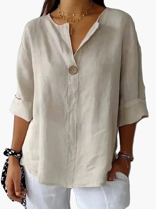 Casual women's blouse with V-neck, chic bohemian style for everyday use