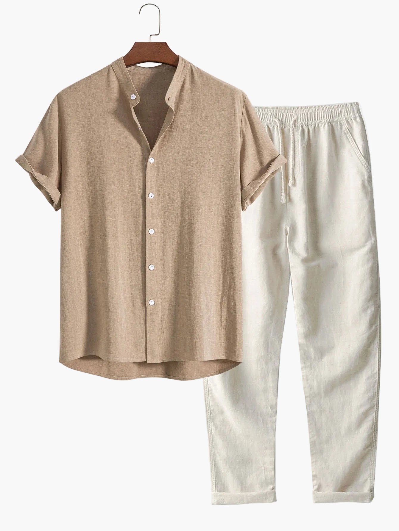 Chemise casual col mao à manches courtes pour homme – Style décontracté et élégant, idéale pour l'été et la vie quotidienne