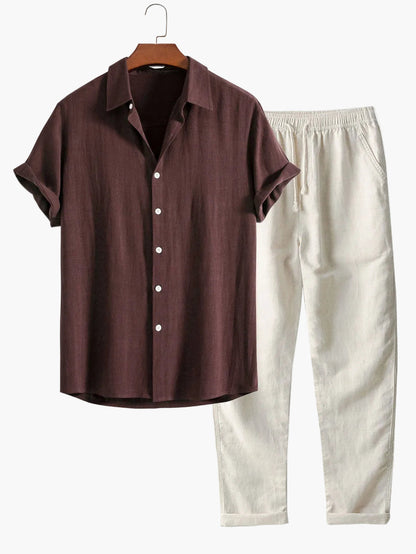 Chemise casual col mao à manches courtes pour homme – Style décontracté et élégant, idéale pour l'été et la vie quotidienne