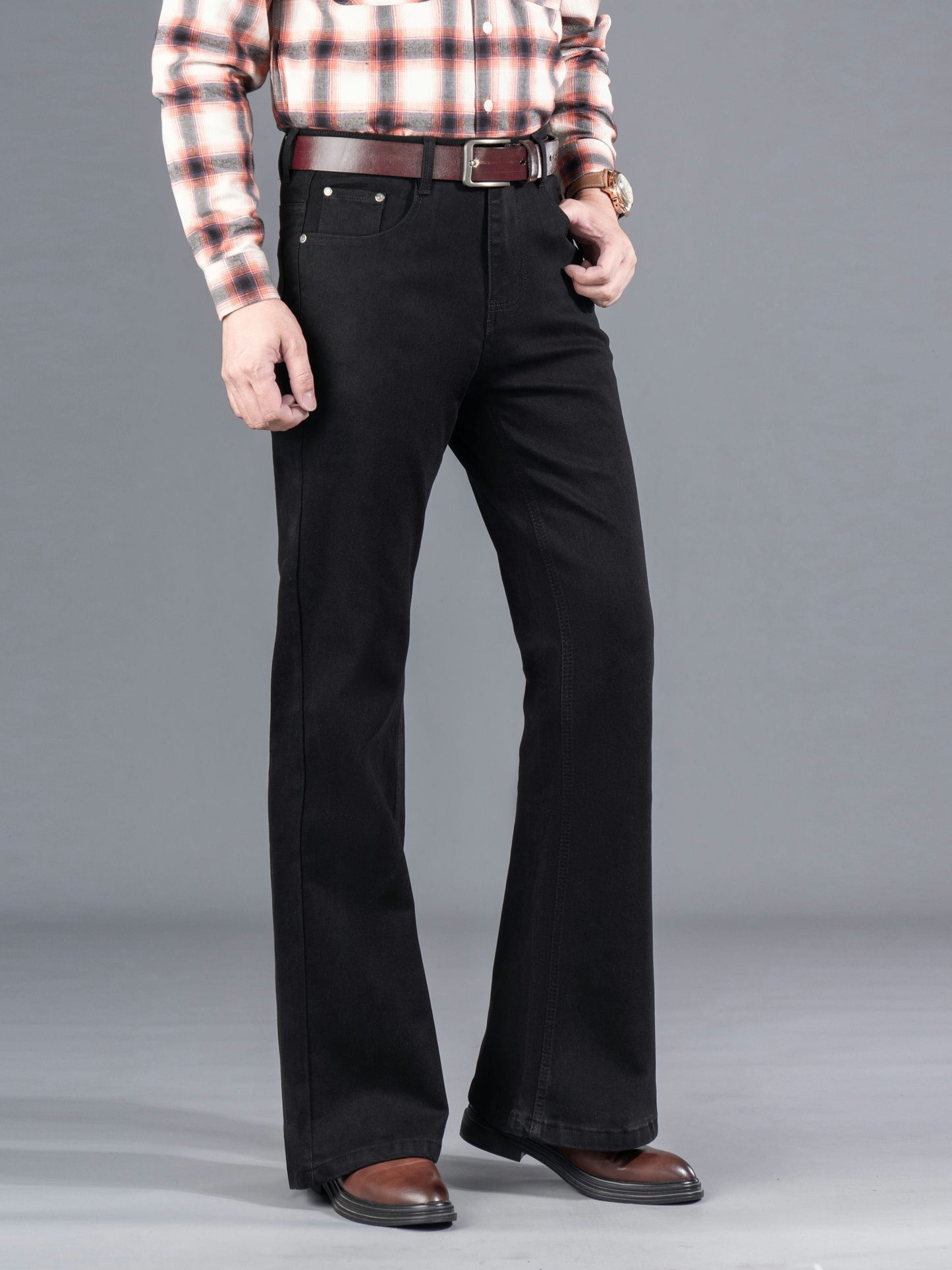 Jean Bootcut Homme Noir Coupe Évasée