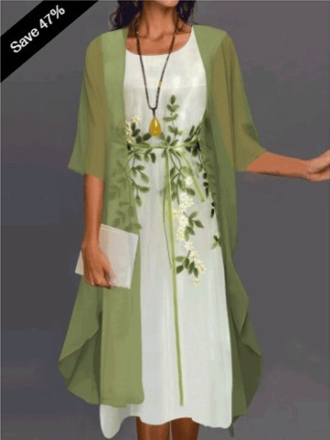 Elegantes zweiteiliges Damenkleid im Abendstil, schickes Ensemble mit fließender Jacke, ideal für Zeremonien und Events