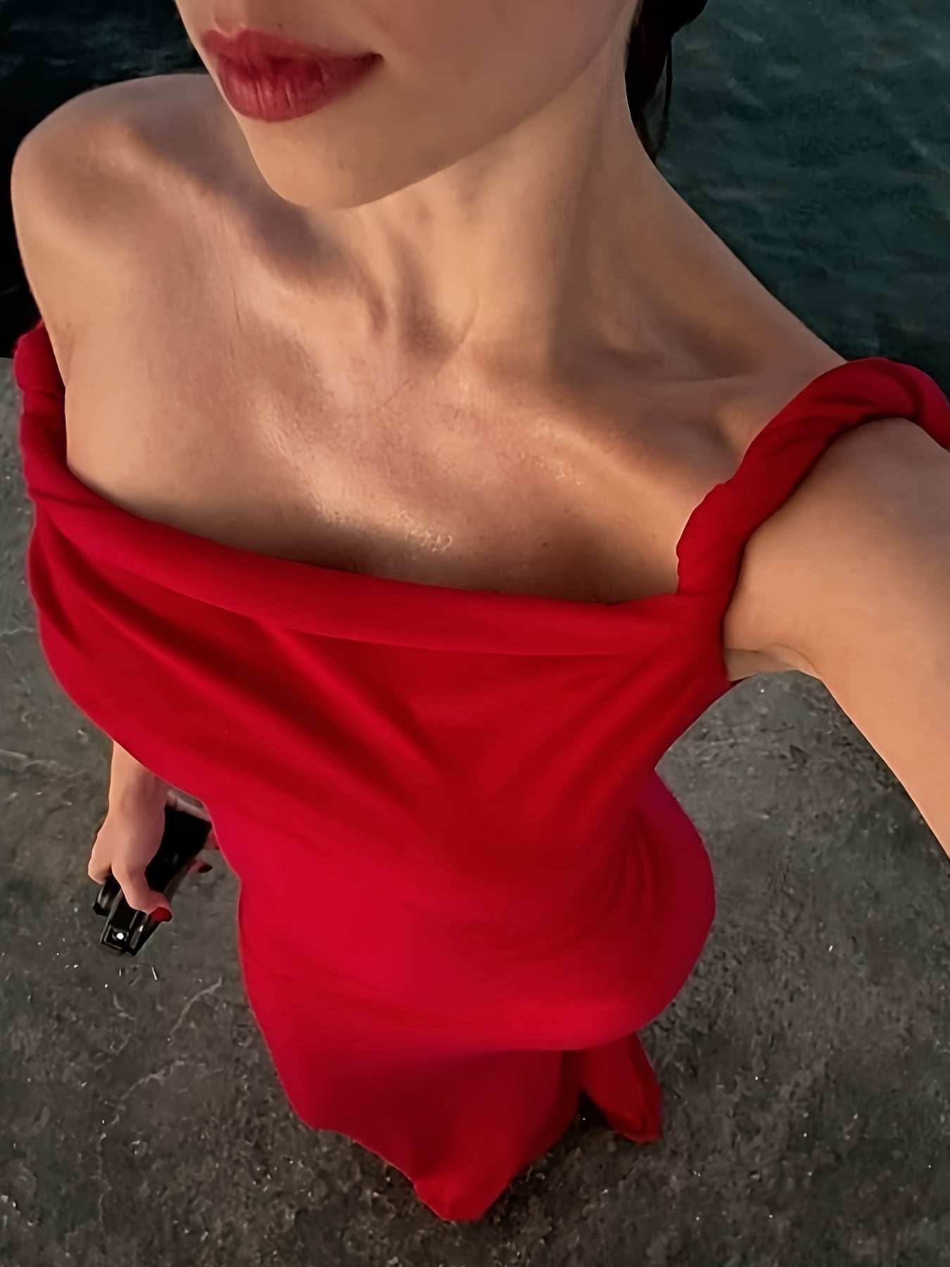 Robe Longue de Soirée Femme Élégante Style Sirène Épaule Dénudée