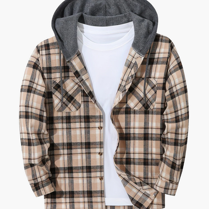 Chemise à carreaux décontractée avec capuche pour homme – Style tendance polyvalent