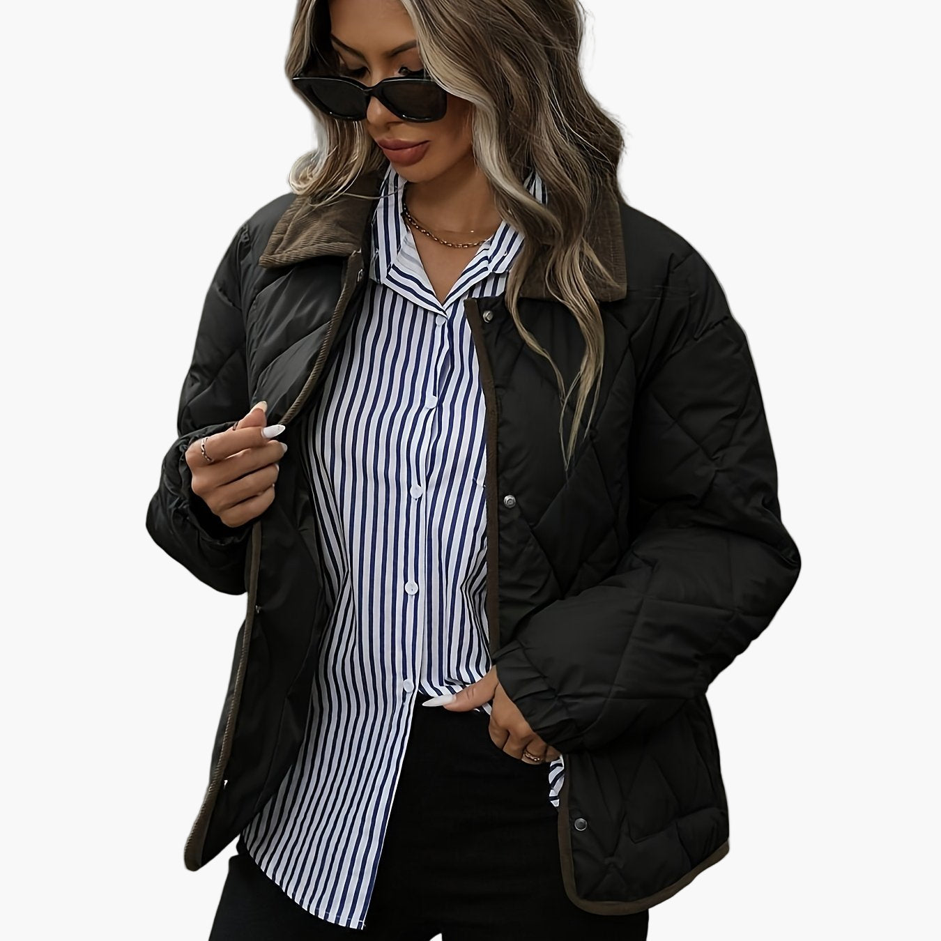 Gesteppte Damenjacke im Vintage-Stil, ideal für Herbst und Winter
