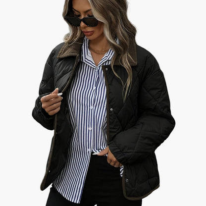 Gesteppte Damenjacke im Vintage-Stil, ideal für Herbst und Winter